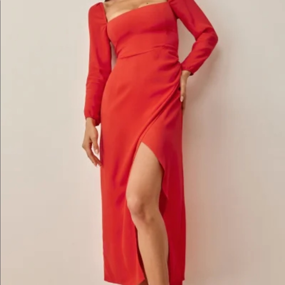 NWT Reformation Hilda Red Midi Dress size 6